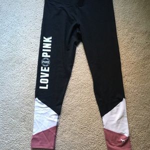 Victoria’s Secret PINK Dark Gray & Pink Leggings